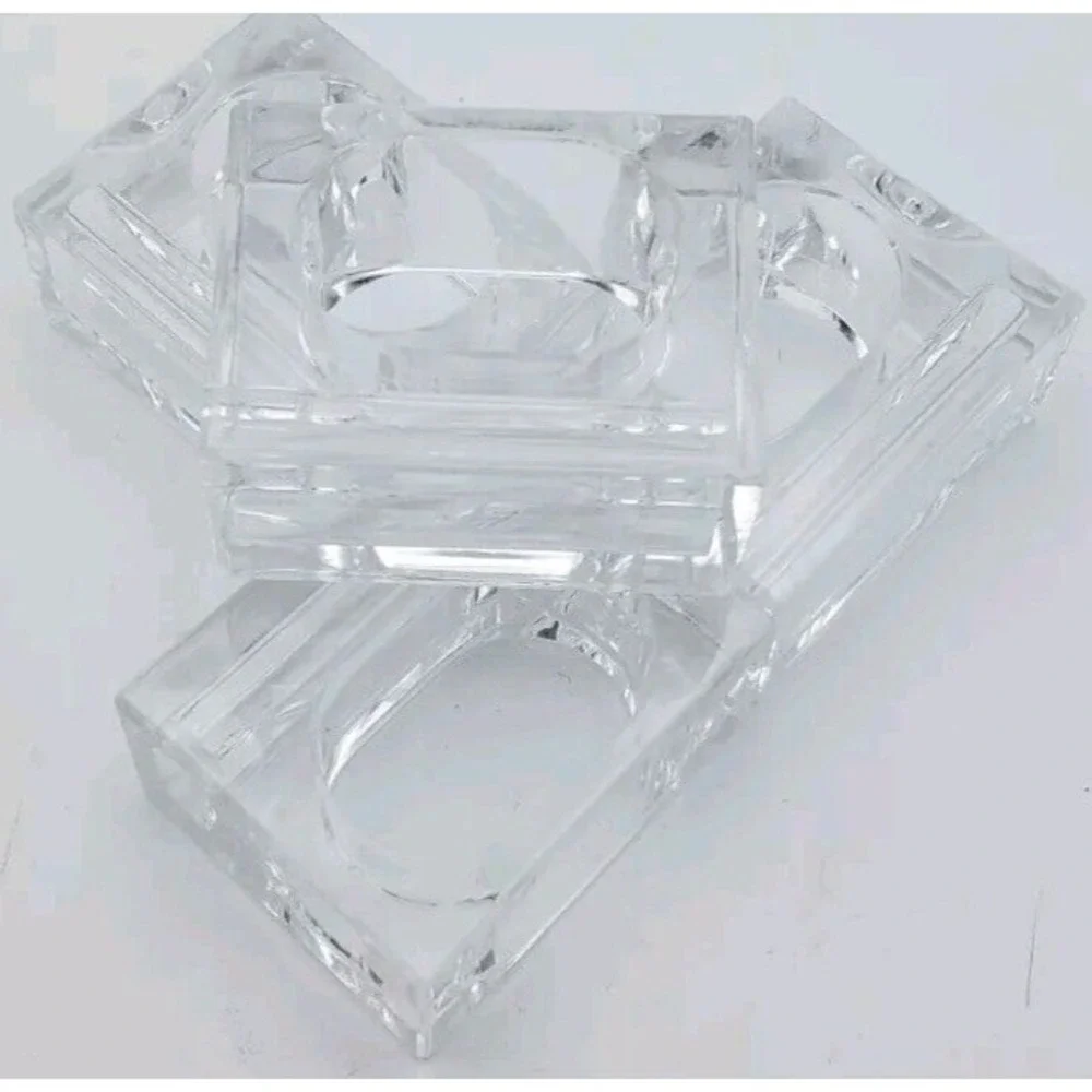 Vtg‎ Lillian Vernon Napkin Rings Holders Bud Vases Clear Lucite Modern Set of 4